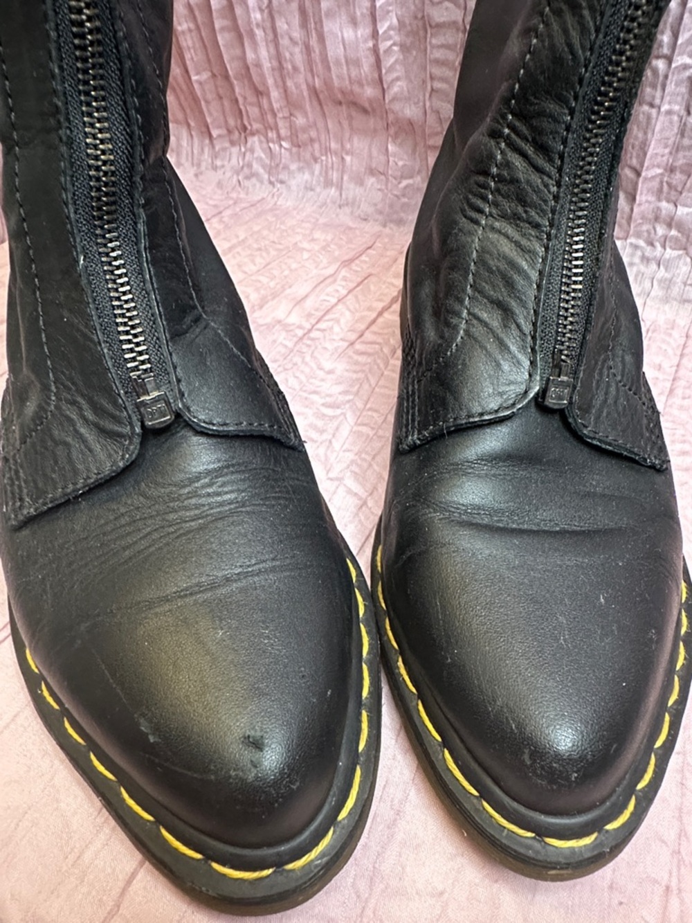 Dr Martens - RARE Black Zena Leather Zip-Up Boots - Picture 5 of 9